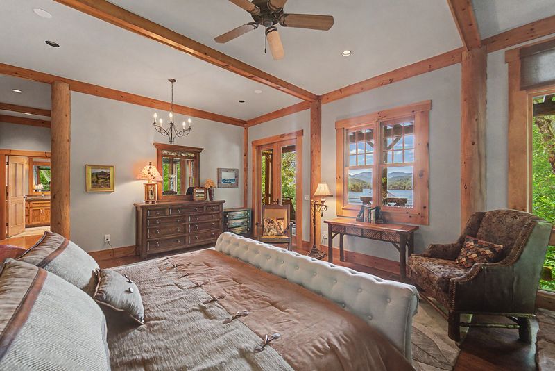 Primary bedroom with the sitting area and French doors
