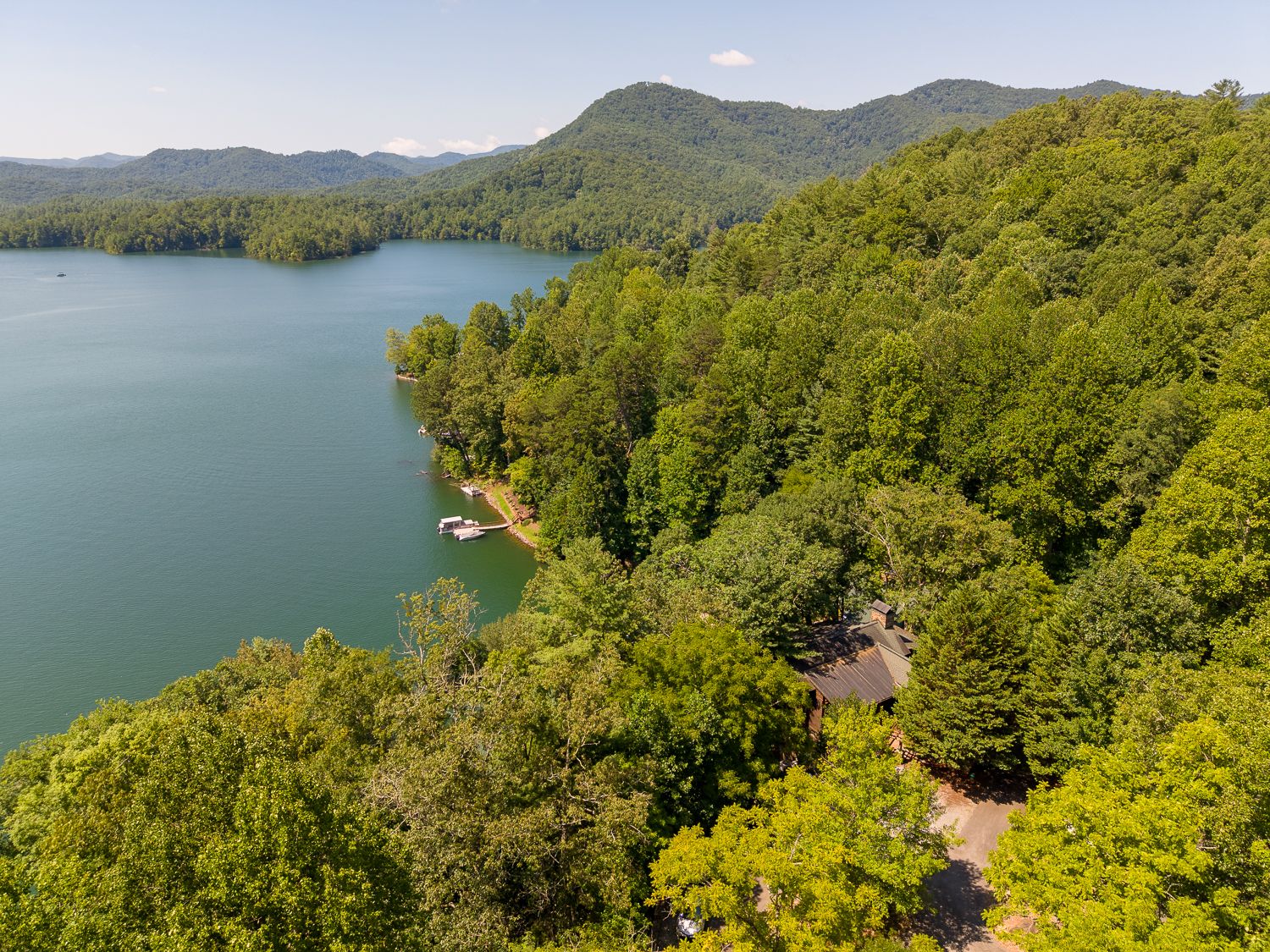Lake Santeetlah from above the treeline, with the Snowbird Mountains beyond