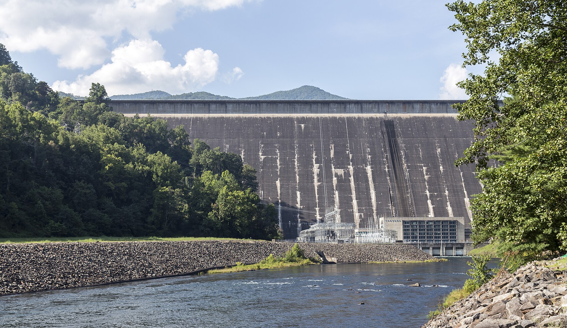 Fontana Dam from downriver