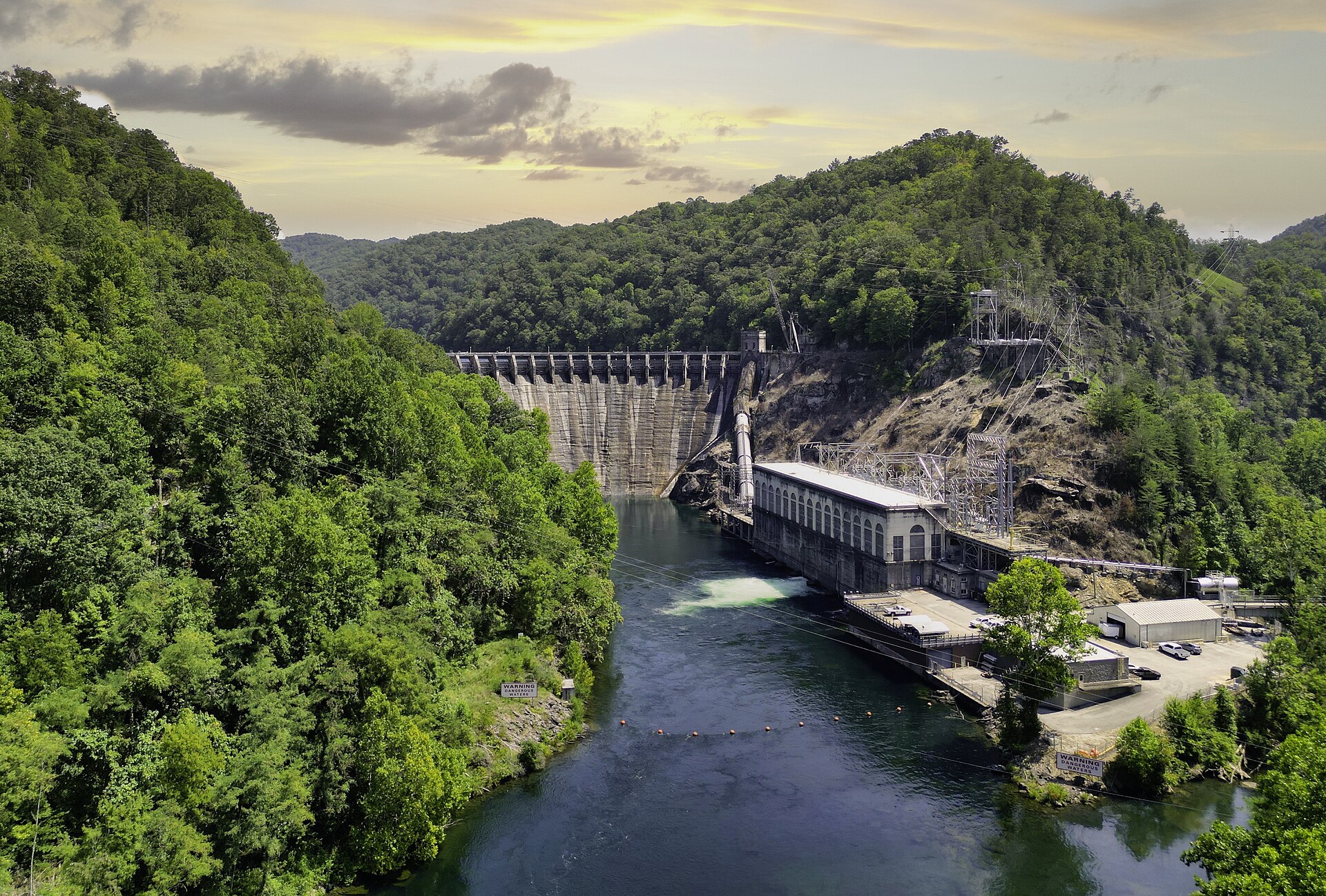 Cheoah Dam and its powerhouse at golden hour